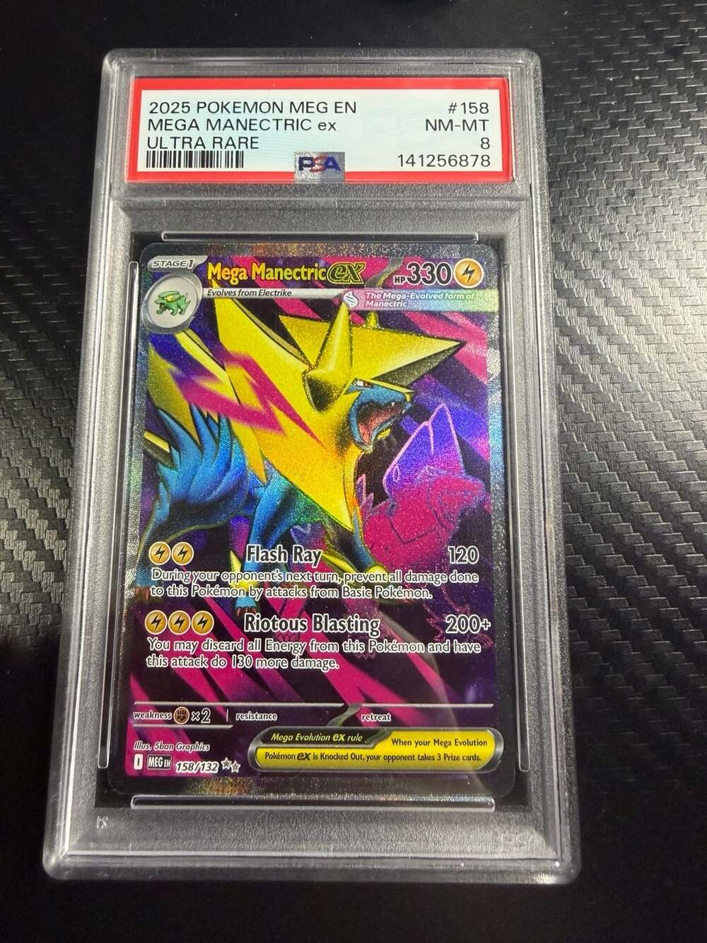 2025 Pokemon Mega Evolution Mega Manectric ex #158 Ultra Rare PSA 8 NM-MT